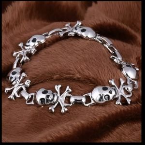 Stainless Steel Skull & Bones Bracelet